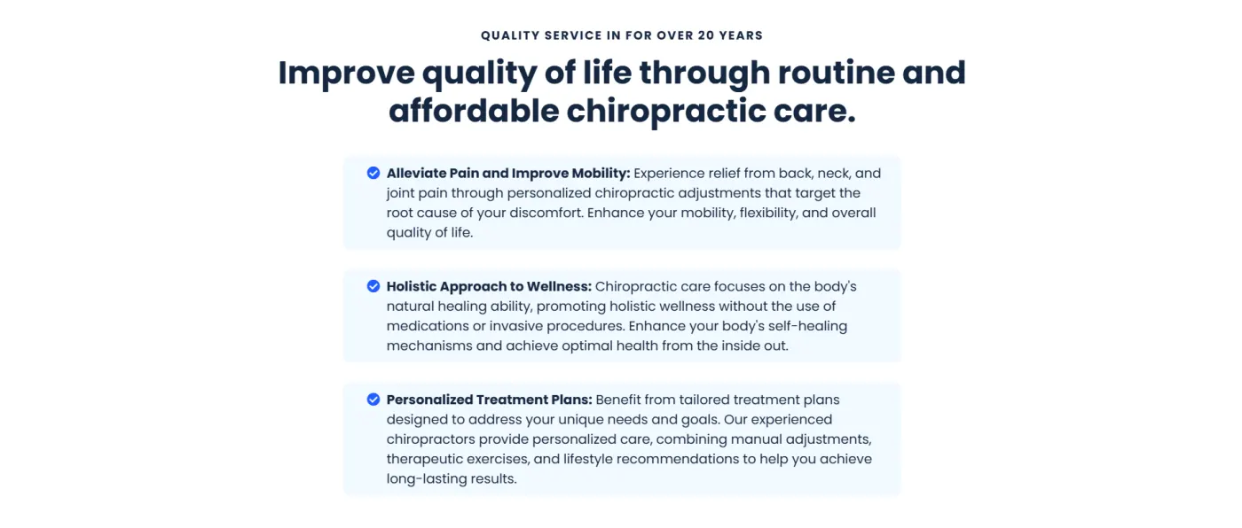 Chiropractic snapshot screenshot