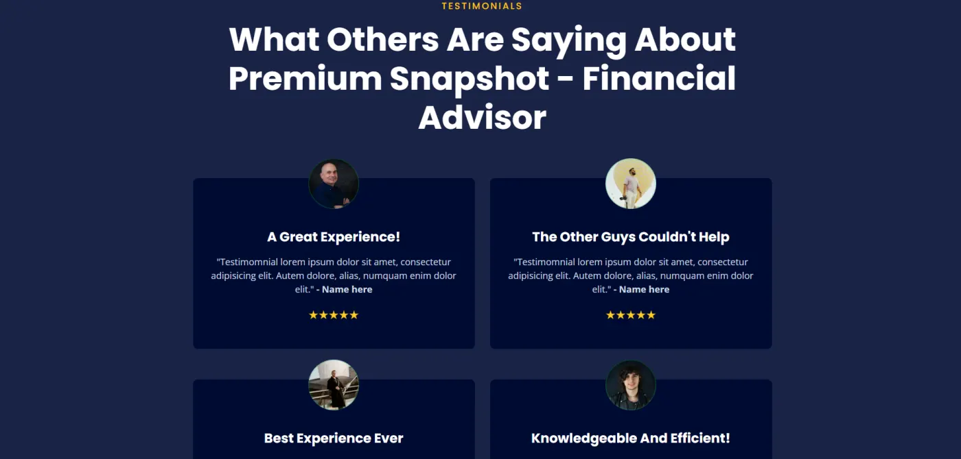 Financial Advisor snapshot screenshot