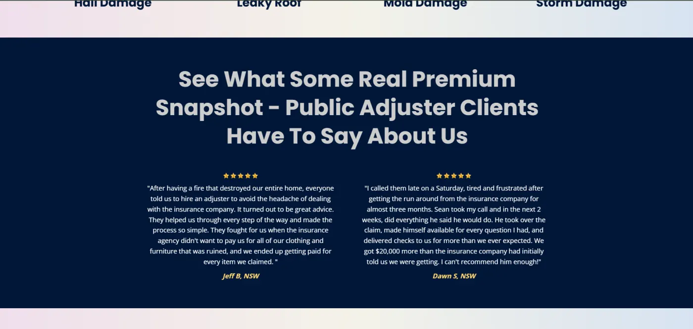 Public Adjuster snapshot screenshot