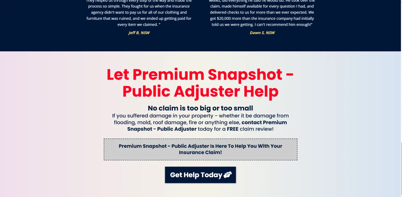 Public Adjuster snapshot screenshot